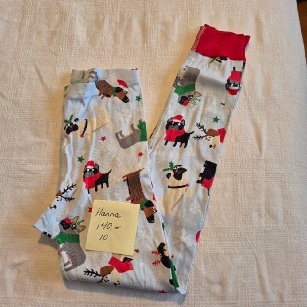 Hanna Andersson boys size size 140 or 10 pajama pants holiday dog print vguc